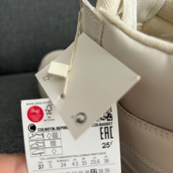 NWT Zara High Top Sneakers with Gems on Laces - Picture 4 of 8